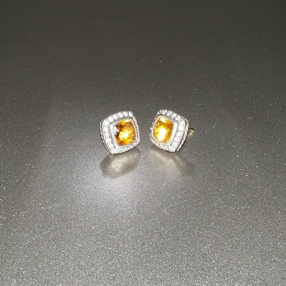 David Yurman Diamond and Citrine Albion Stud Earrings - Picture 2 of 4